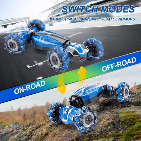 RC Stunt Car, 2.4 GHz 4WD Drive Remote Controlled Gesture Sensor Toy Car with 360° Flipping Light and Music