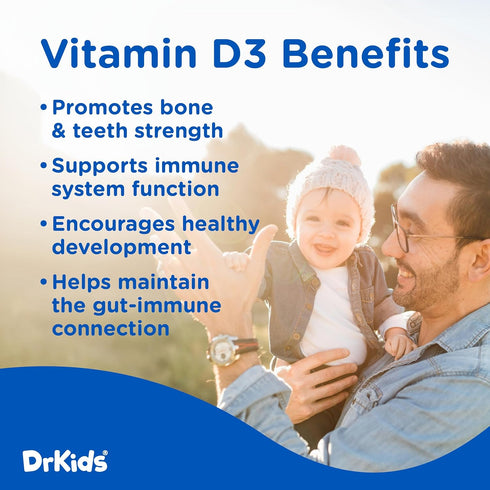 D3, Recommended, 0.5 oz Dr. Kids Probiotic Vitamin D Drops Supports Infant & Child Gut Health, Helps Reduce Gas, Colic