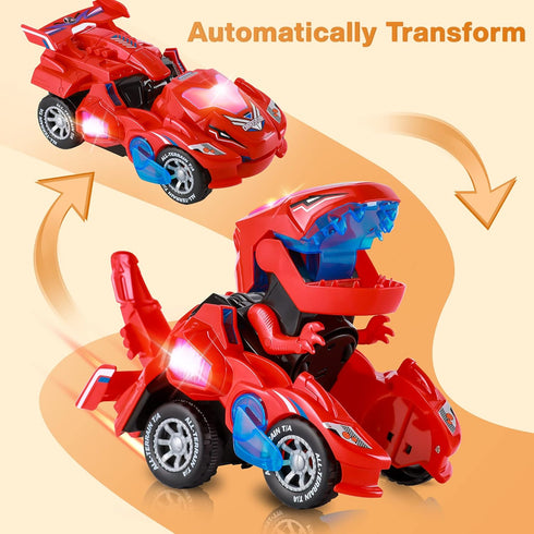 Dinosaur Toys for Kids 3-5, Transforming Dinosaur Car Toy with Light Music for Toddlers 1-5 Years Old Boys and Girls