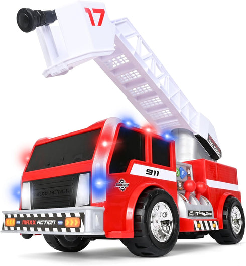 Maxx Action 2-N-1 Firetruck with Joystick Controls, Lights, Siren Sounds, Motorized Movement,