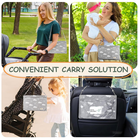 Portable Diaper Changing Pad, Travel Waterproof Baby Changing Mat with Shoulder Strap, Foldable Station
