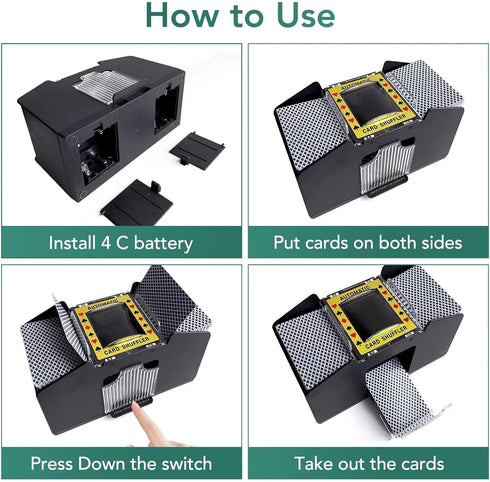 Automatic Card Shuffler, Battery Operated Card Dealer Machine for UNO, Blackjack, Texas Hold'em Home Games