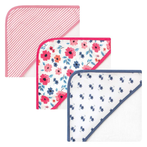 Touched by Nature Unisex Baby Organic Cotton Hooded Towels, Garden Floral, One