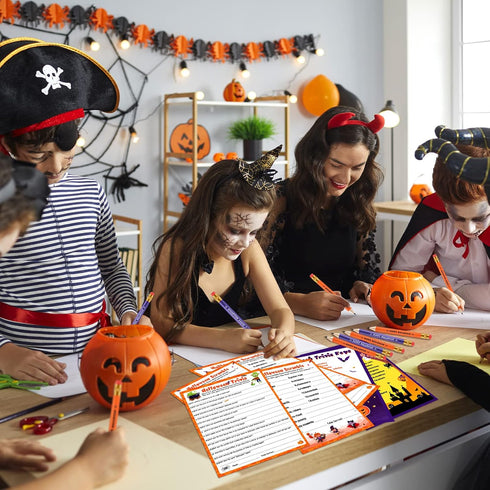 Kathfly 120 Pcs Halloween Games for Adults: 2 Sets of 40 Halloween Games Cards, 20 Answer Cards, and 20 Pencils