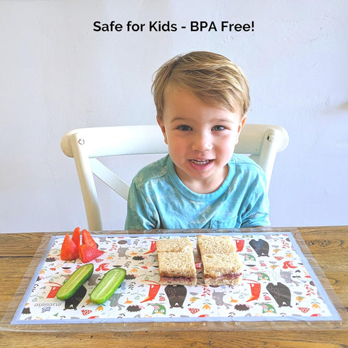 Suessie Disposable Placemats for Baby, 60 Count, Forest Animals