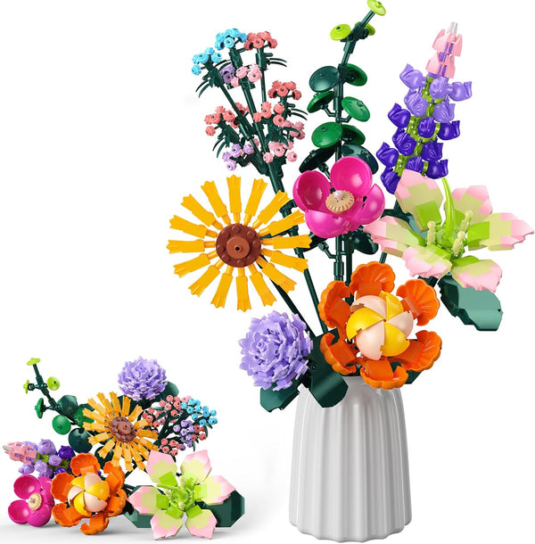 Booyuer Flowers Bouquet Building Set, DIY Home Offic Botanical Bouquet Decoration Kit, Creative