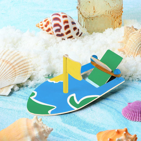 24 Sailboat Deekin Pcs DIY Wooden Boats Bulk Crafts Kit Rubber Band Paddle Boat Build a Boat Mini Model Rain Gutter
