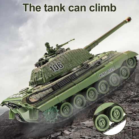 Bvrorere WW2 1:28 9 6 7 8 9 10 RC Tank, Remote Control German King Tiger Army Tank Toys, Scale Channels RC Military