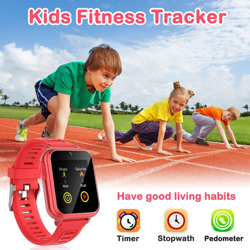 Cosjoype Kids Smart Watch Gift for Girls Age 6-12, 24 Puzzle Games, HD Touch Screen, Music Player, Pedometer