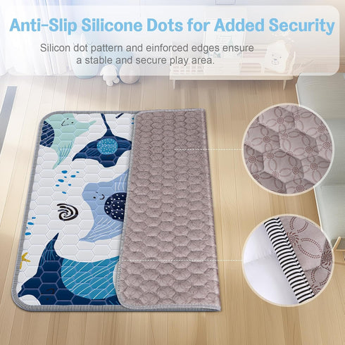 71x79 Inch, omzer Baby Play Mat, Large & Thick & Soft Cushioned Playmat for Playpen, Non-Slip Floor Mat for Crawling