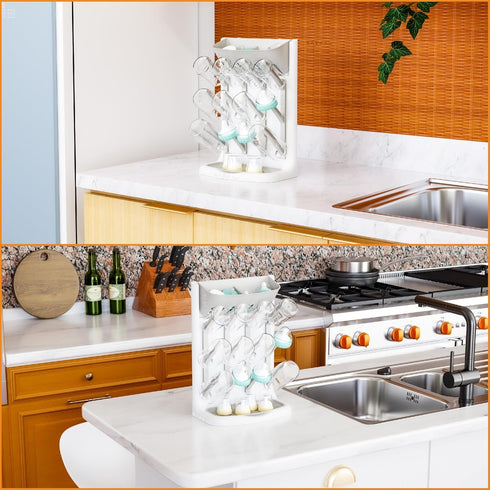 Yieach Countertop,Baby Larger Vertical Baby Bottle Drying Rack - BPA Free - Space Saving Feeding Bottles Drying Rack