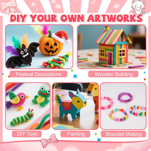 VERYHDSN Kids-3000+ 4 5 6 7 8 9 10 11 12, 25+Types Set, Arts and Crafts Supplies for Pcs DIY Arts & Craft Kit for Boys