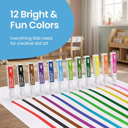 24 Count (2-Pack 12 40ml (1.35oz) Set, Washable Dot Markers for Toddlers, of Colors), Paint Marker Art Non-Toxic Water