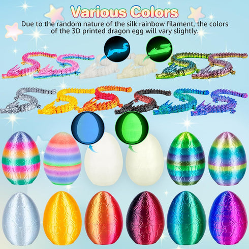 12Pcs 3D 8.86inch 3D 12Pack Printed Dragon Eggs Mini Dragon Eggs with Dragon Inside Printed Toys Dragon Toys for Kid