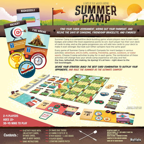 Buffalo Games - Summer Camp - Competative Family Game Night Game - Deck Building Racing Game - Classic Summer Camp Activities - Ages 10 and Up