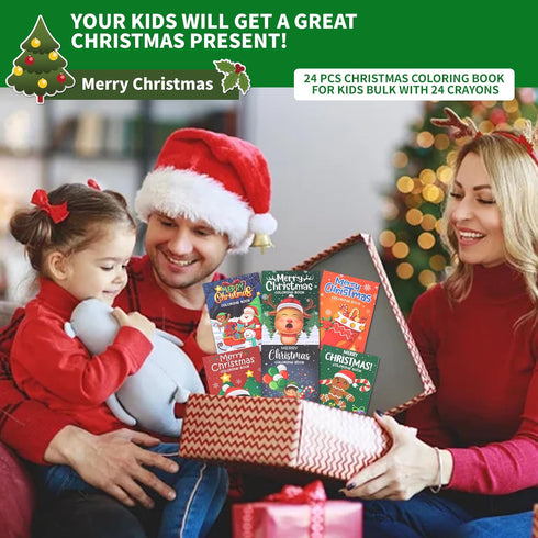 Riccioney 48Pcs Set Christmas Coloring Book for Kids with Crayons, Christmas Activity Books Mini Coloring Book Bulk DIY