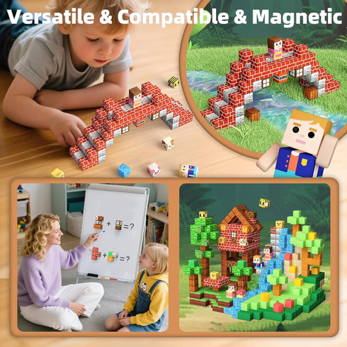100PCS 3 4 5 6 7 8 9 10 11 12 idoot Magnetic Building Blocks for Kids, Magnetic Cube Game for Boys and Girls, STEM