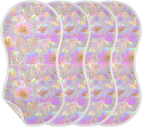 decor gift 4 Pack 22x11in Cotton Baby Burp Cloths Soft and Absorbent? Rose Flower Pink Purple Feeding Cloth
