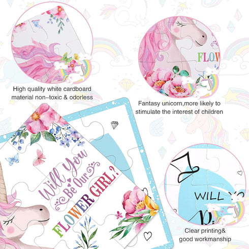 Chivao 2 Pieces Flower Girl Ring Bearer Proposal Puzzle Invitation - Wedding Puzzle Invitation Decor