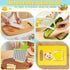 15 PCS Montessori Kitchen Tools, Toddler Knife Set for Real Cooking Kids Kitchen Knife Wooden Safe Knife Serrated Edges Plastic Toddler Knife Cutting Board Aprons Crinkle Cutters by HAIMST
