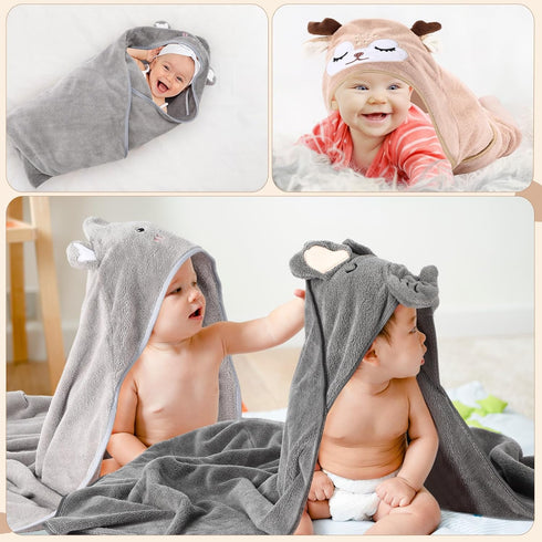 6 Pack 31.5 31.5 Inch SmoothNovelty Baby Hooded Towels Infants and Toddlers Coral Fleece Baby Bath Towels x Absorbent