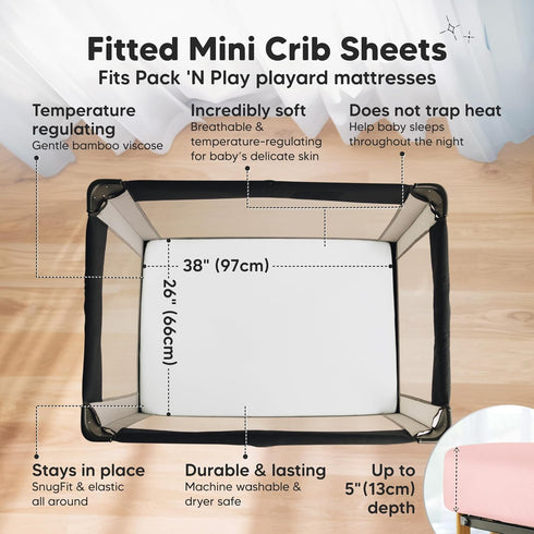 Pack 2-Pack 4-Pack Pack KeaBabies and Play Mini Crib Sheets and Muslin Swaddle Blankets for Baby Boys, Girls - Fitted