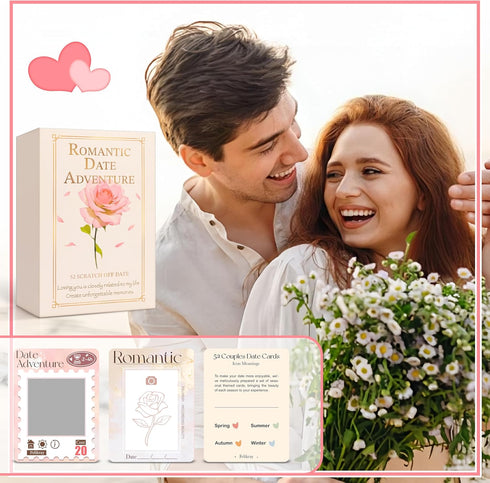 52 Date Ideas and 3 Decision Dice - Romantic Couples Gifts for Newlyweds, Memorable Dating Card Games