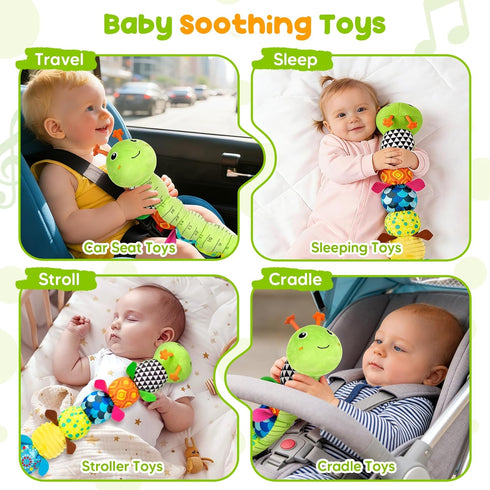0-6 6-12 Tummy 0 3 6 9 12 Baby Toys Musical Caterpillar, Infant Stuffed Animal for Months with Crinkle and Rattles
