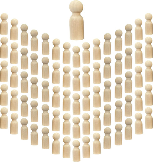 75 Pieces Wood Peg Dolls - Unfinished Wooden People Craft Blank Family Figures, 5/8 x 1-3/4 inch