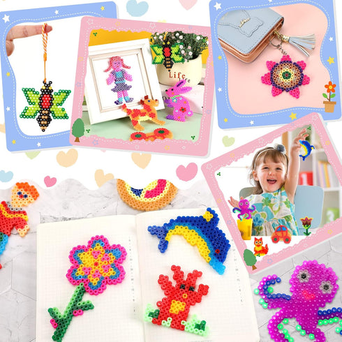 20 Pieces Clear Animal Shape Plastic Pegboards with 20 Colorful Cards for Kids DIY Craft Beads