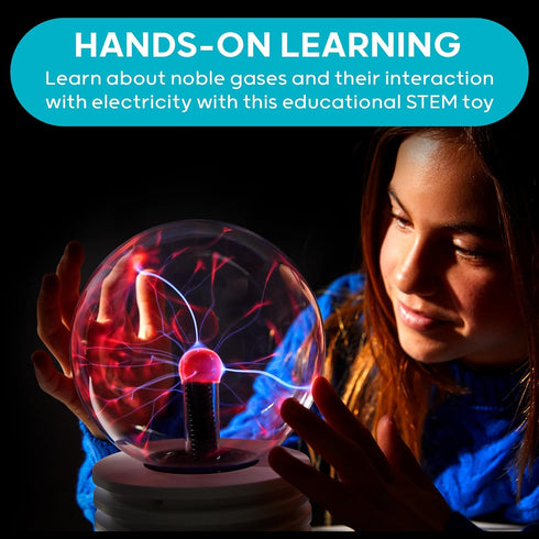 Discovery Kids Plasma Globe Lamp with Touch and Sound Sensitive Lightning, Black Tesla Coil for Kids Room