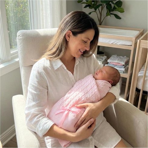 Creaciones Huerta Soft Knitted Receiving Baby Blanket for Boys and Girls Crib Nursery Swaddle