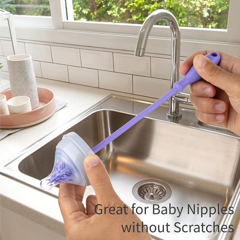 3 Set, A2S A-Brush Silicone Bottle Cleaner Brush, Piece Long Handle - Water Bottle Cleaner, Baby Bottle Nipple Brush