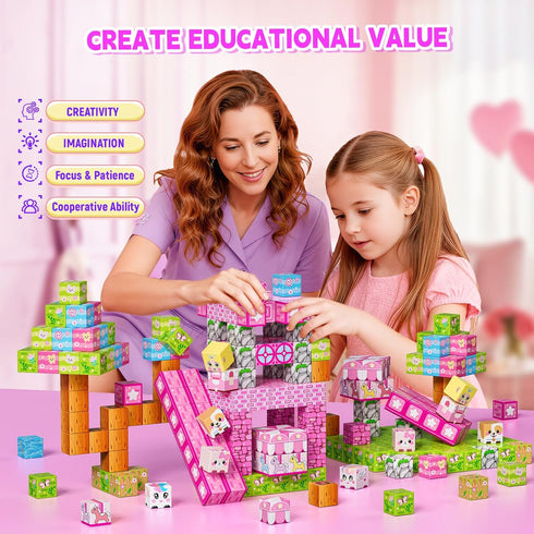 Wxlbr Blocks,150PCS 3+ Magnetic Magnetic Building Cube Game,Magnet Blocks Tiles Constructions Toys,STEM Educational