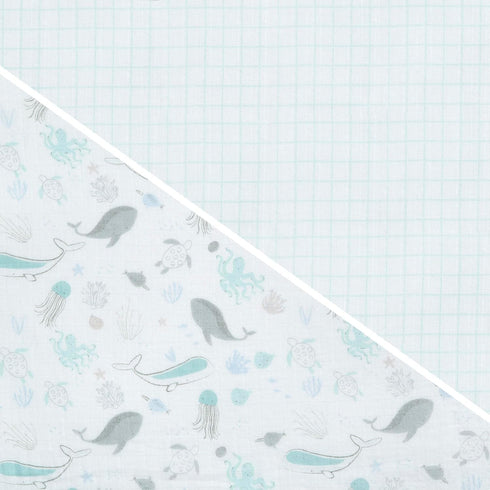 Delta Children 100% Cotton Muslin Baby Receiving Blankets, 47x47 Inches, Pack of 2, Sea Life