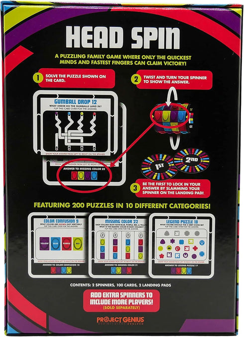 Project Genius Head Spin – Family Two-Player Fidget-Spinner Game, Ages 12+, 200 Challenges in 10 Puzzle Styles