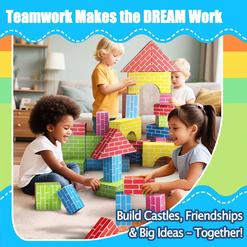 Cartboatoy 48-Pack 26/36/48 Cardboard Building Blocks for Kids: Jumbo Gifts Heavy Duty Develop Creative Thinking