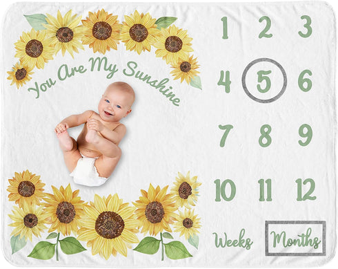 Sweet Jojo Designs Sunflower Girl Milestone Blanket Monthly Newborn First Year Growth