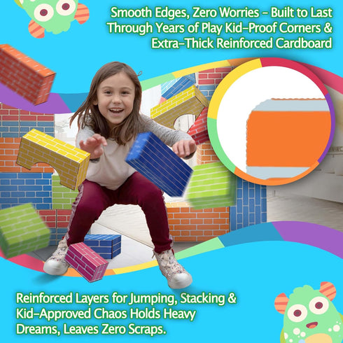 Cartboatoy 48-Pack 26/36/48 Cardboard Building Blocks for Kids: Jumbo Gifts Heavy Duty Develop Creative Thinking
