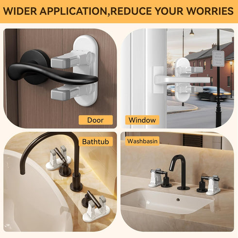 WILZEIMY 3M (White-2Pack) Door Lever Locks for Kids Safety, Strong Adhesive Baby Proofing Door Handle Locks, Durable