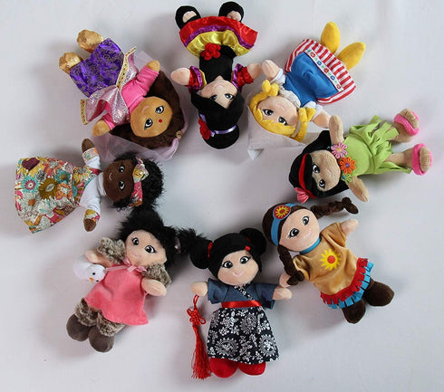 Soft Plush Around The World Dolls, 8 Pack, 8"