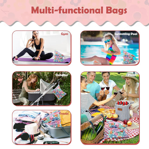 3pcs 3L-ZM18A ALVABABY Cloth Diaper Wet Dry Bags Waterproof Reusable with Two Zippered Pockets Travel Beach Pool