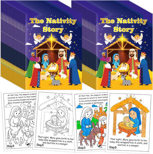 90shine 36PCS Christmas Nativity Story Coloring Books Bulk: Christian Sunday School Bible