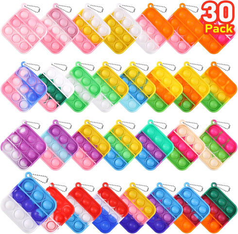 Kids Party Favors Fidget Toys Bulk 30 Pack Mini Pop Fidget Keychain