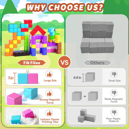 116PCS 3 4 5 6 7 8, Magnetic Blocks with Magnet Eyes Toy, Magnetic Building Blocks with Storage Bag for Kids Gifts