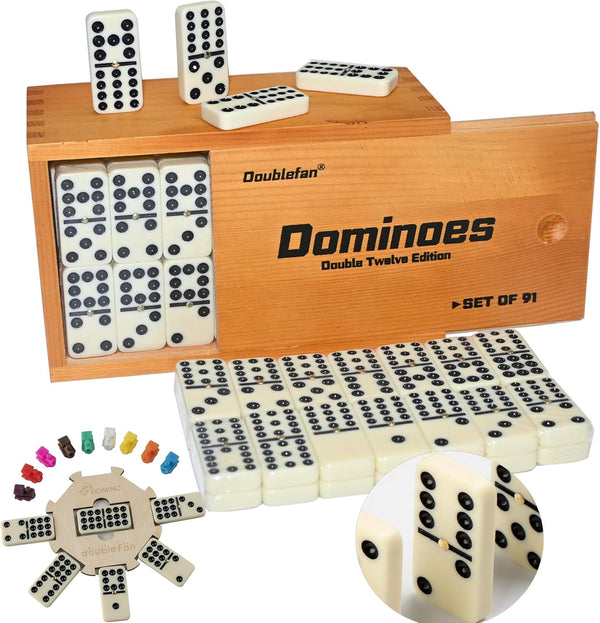 Doublefan Mexican Train Dominoes Set, Double 12 Dominoes Set for Adults, Mexican