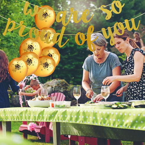 2025 Graduation Banner Party Decorations, Gold Glitter "We are So Proud of You" Banner for High School College