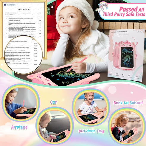 10IN LCD Writing Tablet for Kids, Educational Drawing Tablet for 1-3 Year Old Girls, Toddler Toys for Christmas Gifts