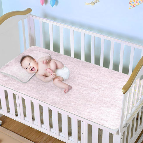 SyXIOP 28" 52" Pink Cooling Baby Crib Mattress Cover x Ultra Soft Crib Padding for Sides for Baby&Toddler