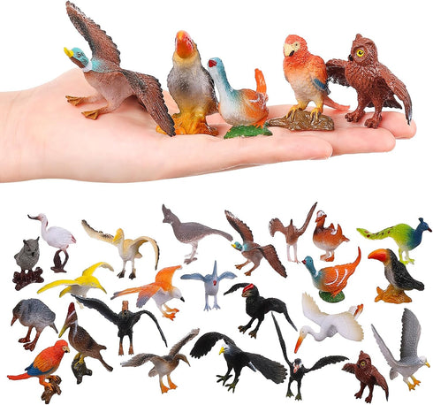 Realistic Bird Figurines, 24pcs Eagle, Parrot, Robin, Owl Toys, Educational Dollhouse Accessories, Birthday Cake Topper